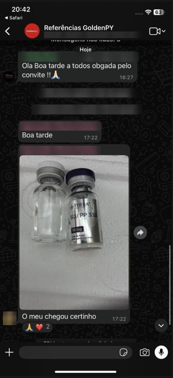 Print do grupo de referências com foto do SLU-PP-332 recebido